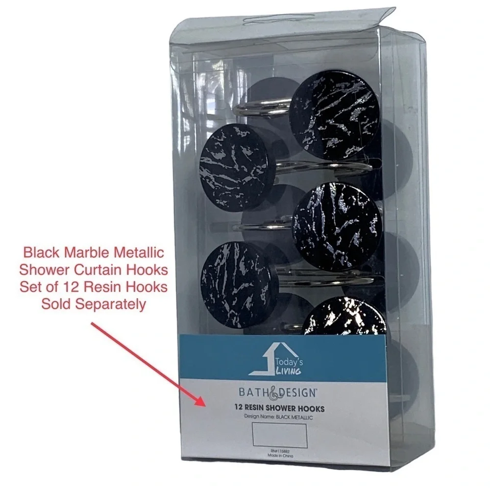 Today’s Living Black Marble Metallic Bath Accessory Set Ceramic 4 Piece Set